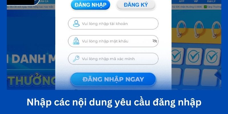 Nhập các nội dung yêu cầu trong biểu mẫu